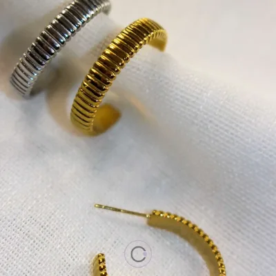 brincos argolas elegantes aço